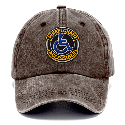 WHEELCHAIR ACCESSIBLE - accessibility symbol in blue , inclusion - Classic Cap - Brown