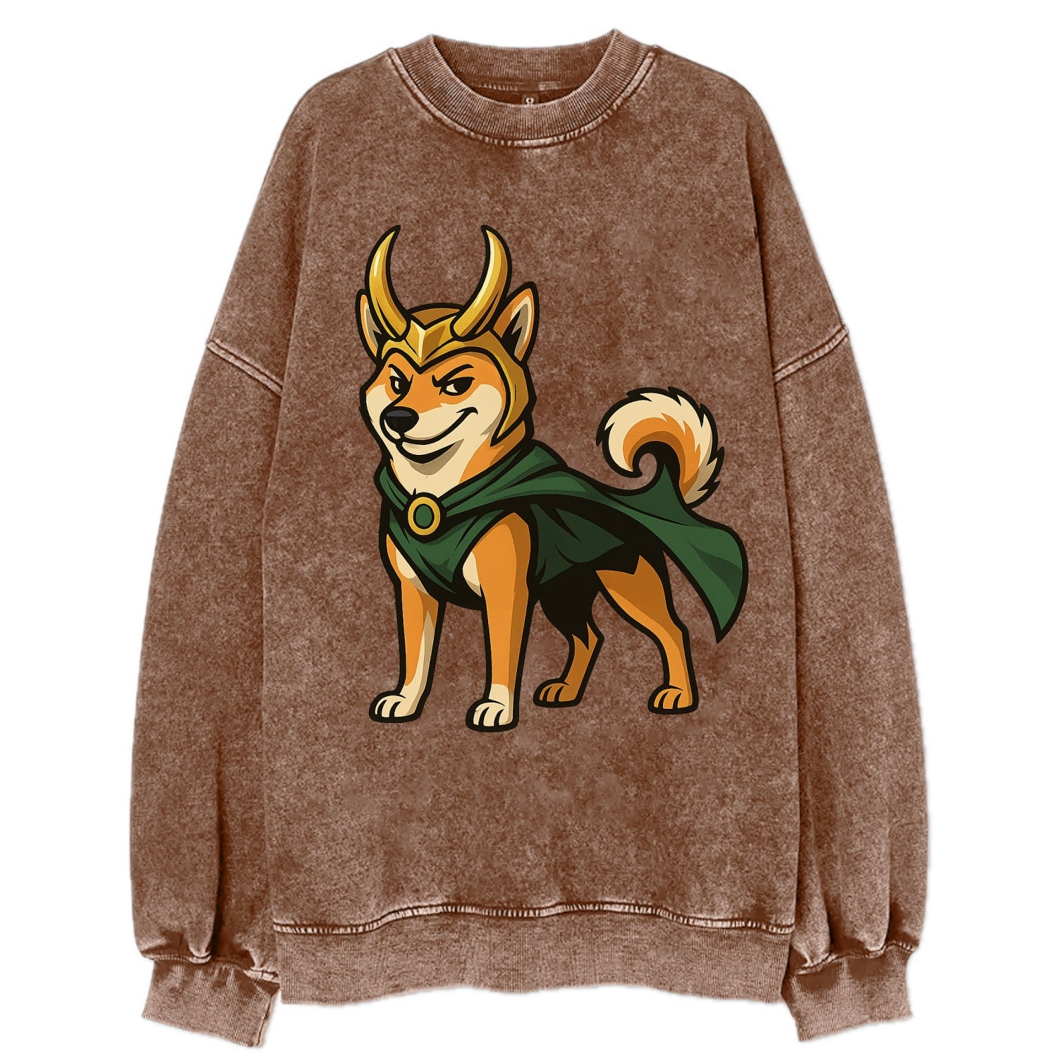 Shiba Inu Loki  - Vintage Sweatshirt - Brown