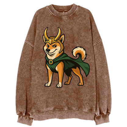Shiba Inu Loki  - Vintage Sweatshirt - Brown
