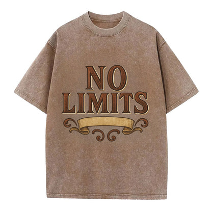 Bold typography design - "NO LIMITS" - boundless potential - Vintage T-shirt - Brown