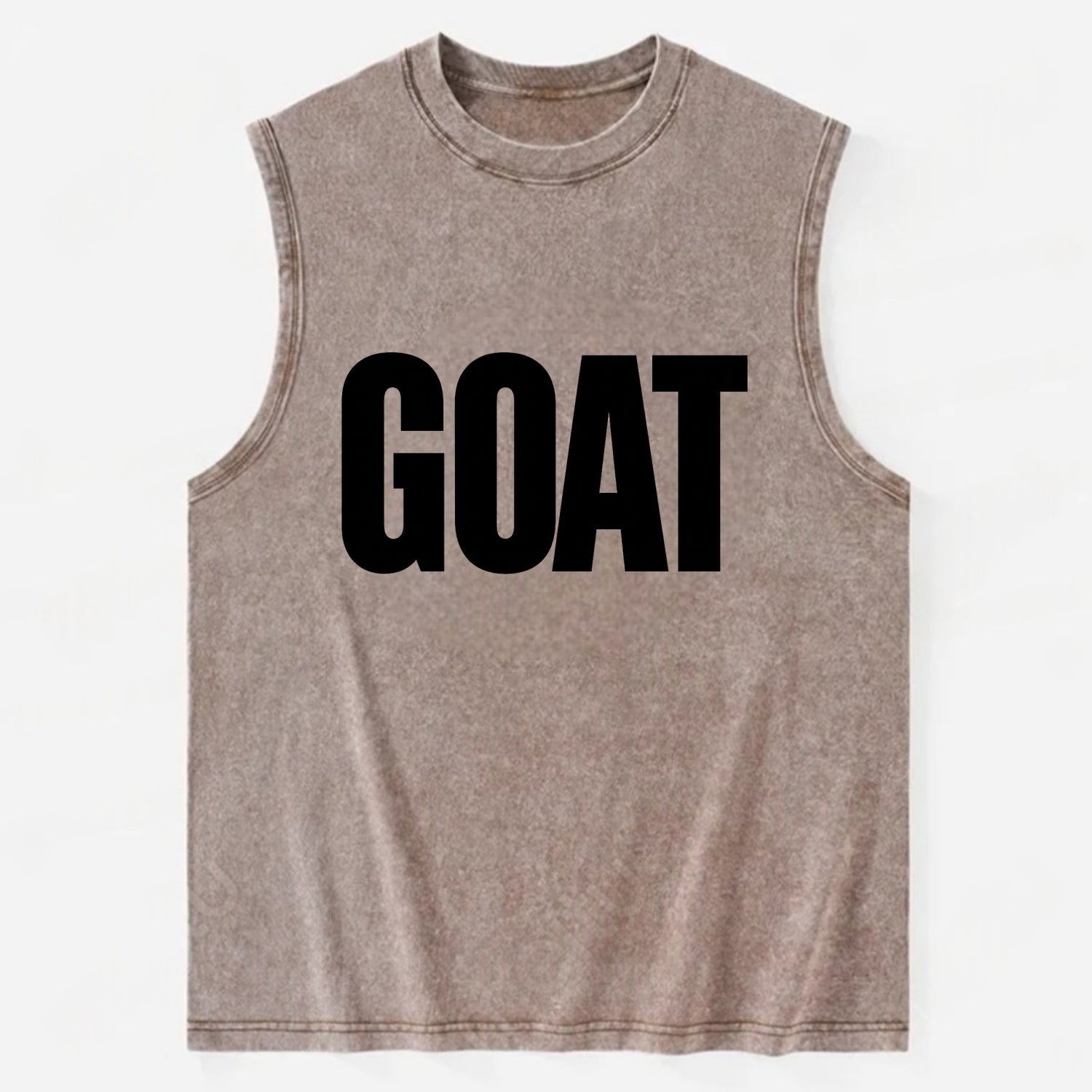 Bold typography design - "GOAT" - greatest of all time - Vintage Washed Tank - Brown