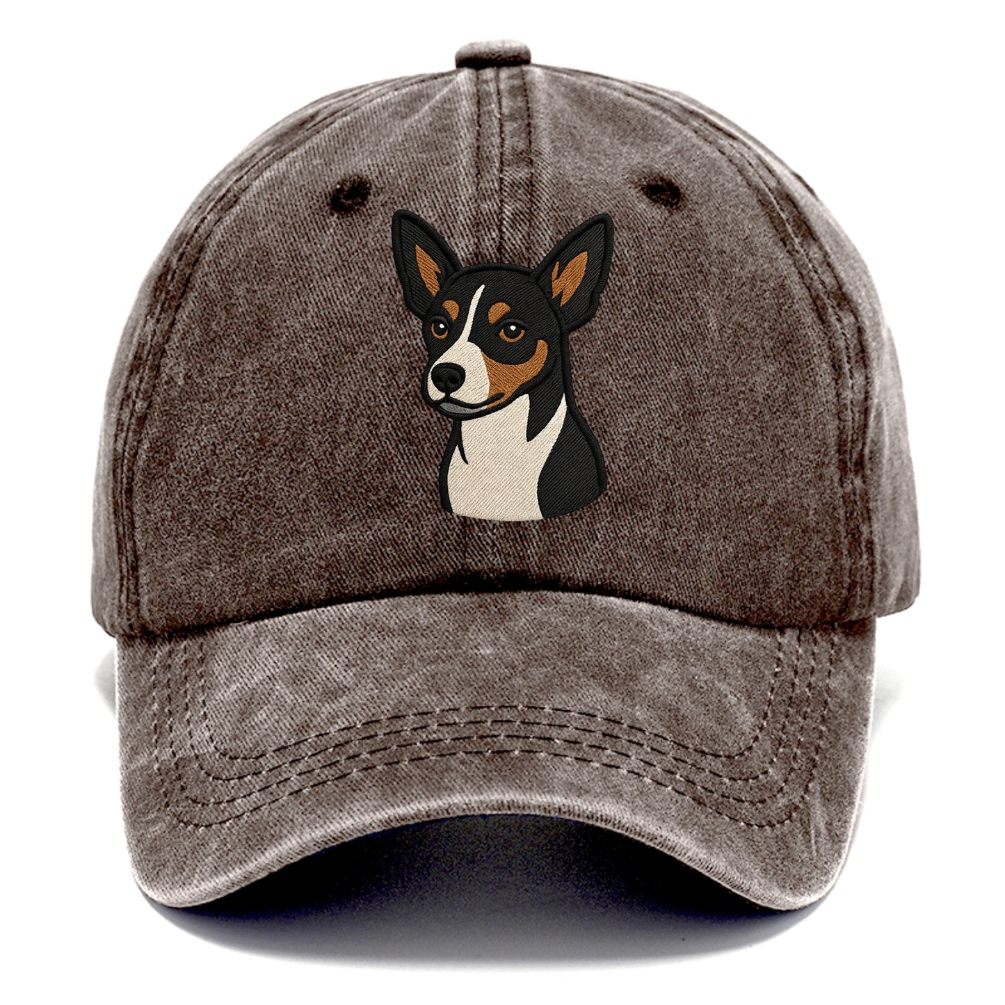 Rat Terrier - Tri-color embroidered pose - Classic Cap - Brown