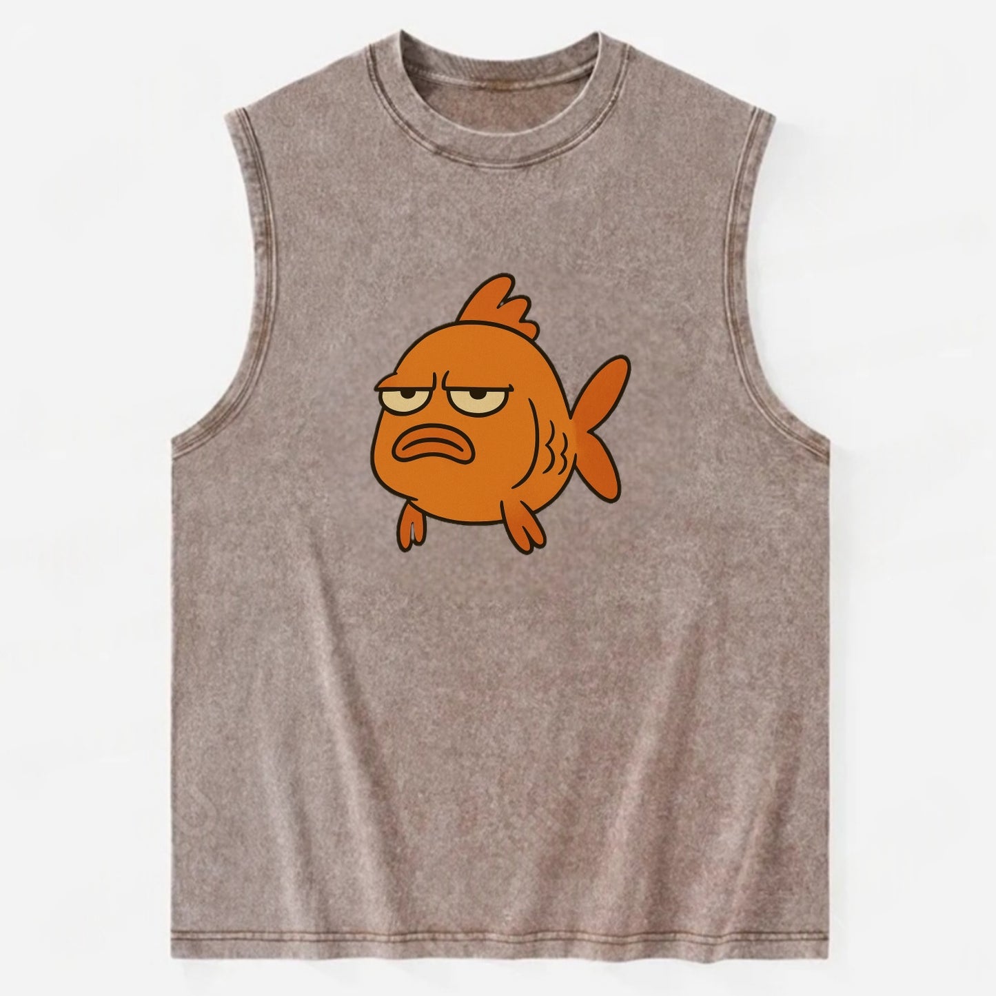 The Goldfish Judging Silently - Vintage Washed Tank - Brown