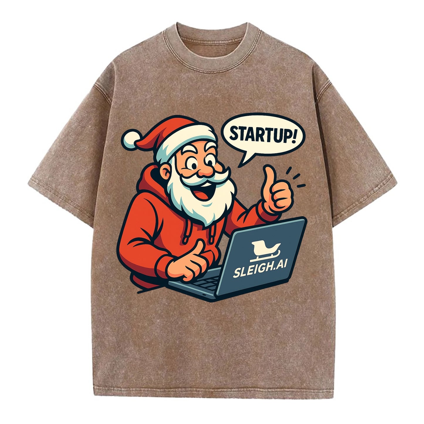Santa Tech Startup CEO - Vintage T-shirt - Brown
