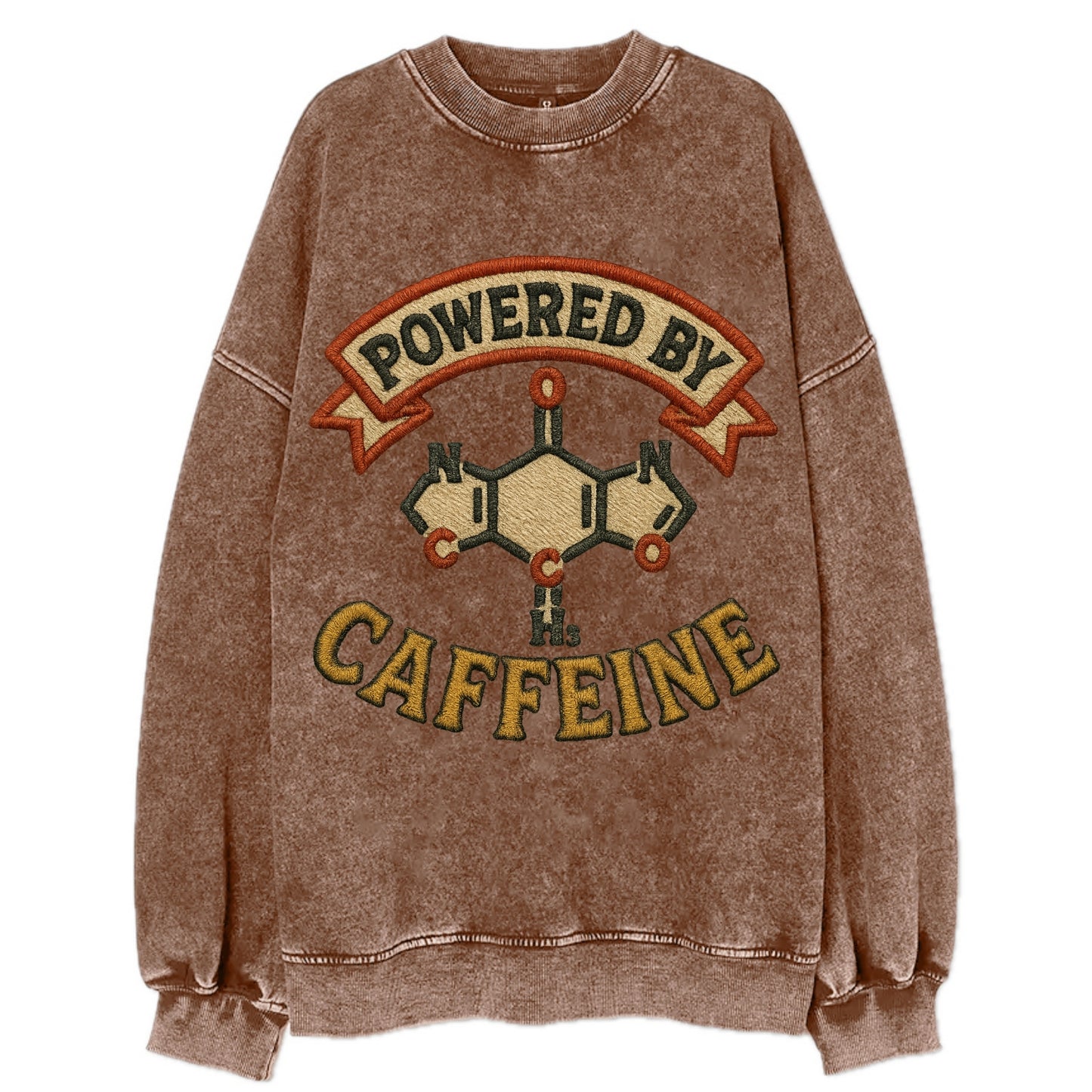 Powered By Caffeine  - Vintage Sweatshirt - Brown
