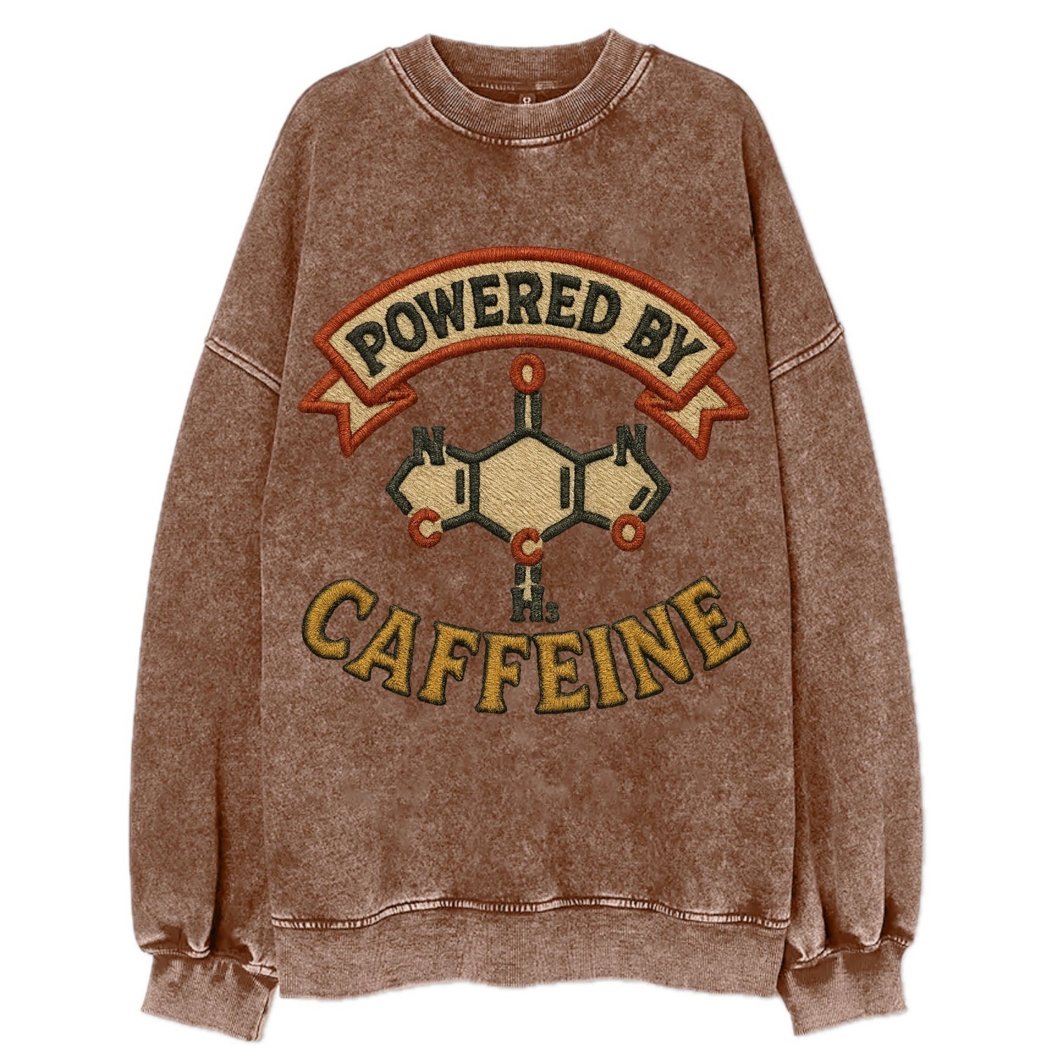 Powered By Caffeine  - Vintage Sweatshirt - Brown
