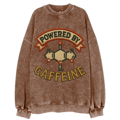 Powered By Caffeine  - Vintage Sweatshirt - Brown