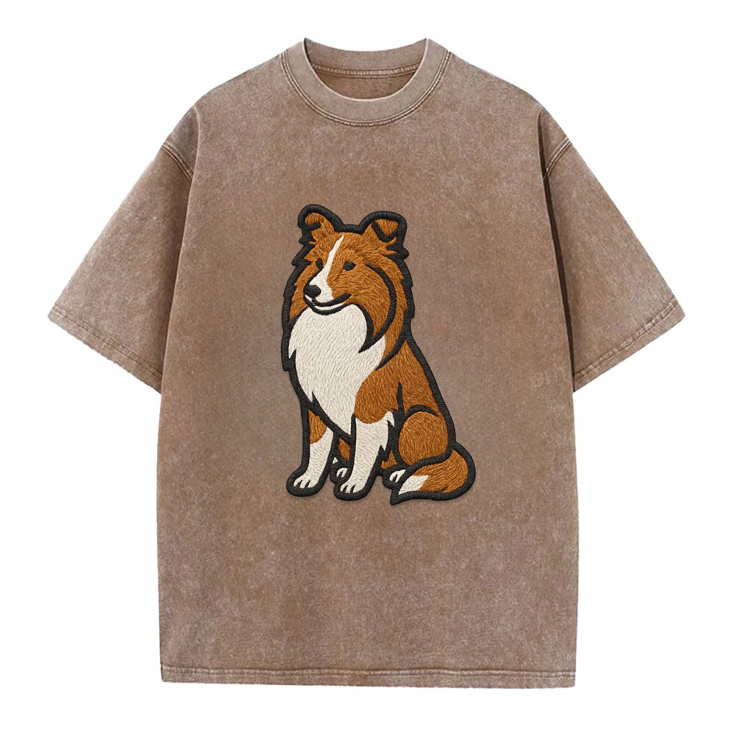 Shetland Sheepdog - Sable and white embr Vintage T-shirt - Brown