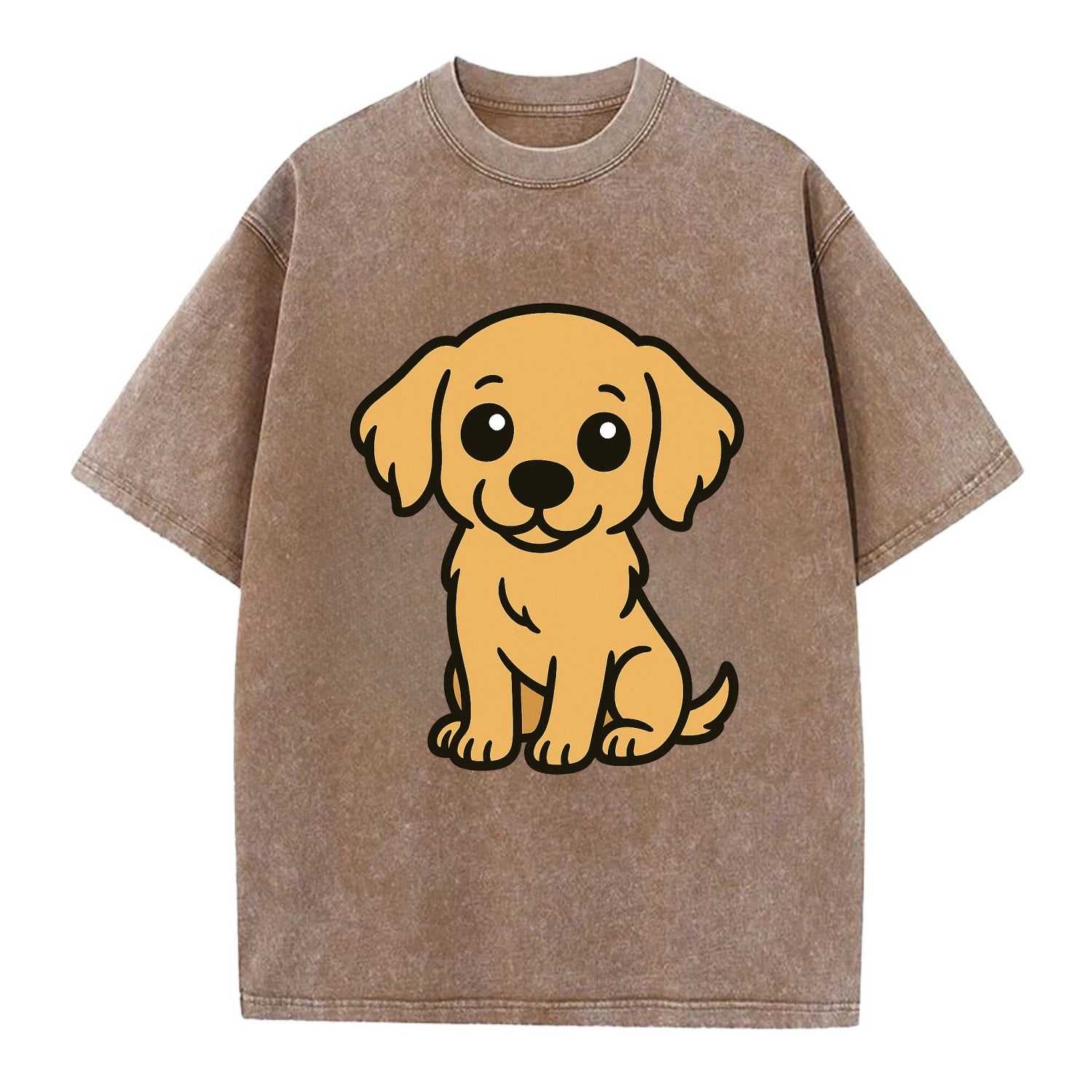 Golden Retriever - Head tilt curious pose - Vintage T-shirt - Brown
