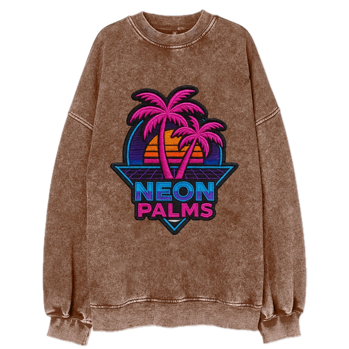 Neon Palms - Vintage Sweatshirt - Brown
