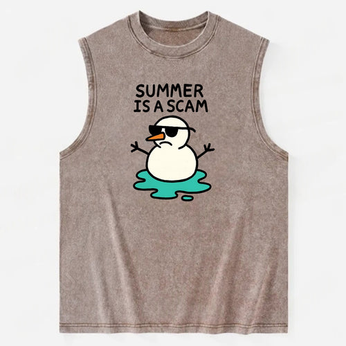 SUMMER IS A SCAM | Melting snowman in sunglasses - Vintage Washed Tank