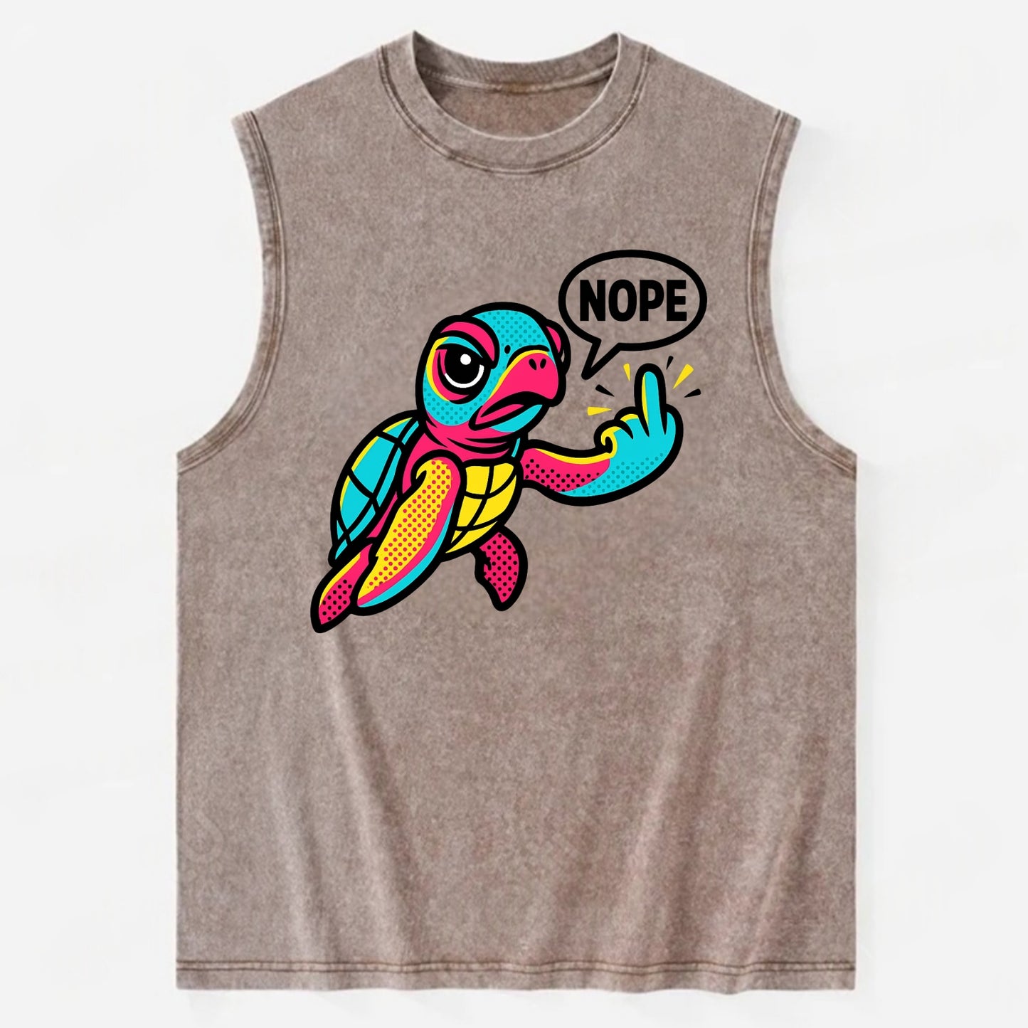 baby sea turtle swimming gracefully, one flipper extended sassily - Vintage Washed Tank - Brown