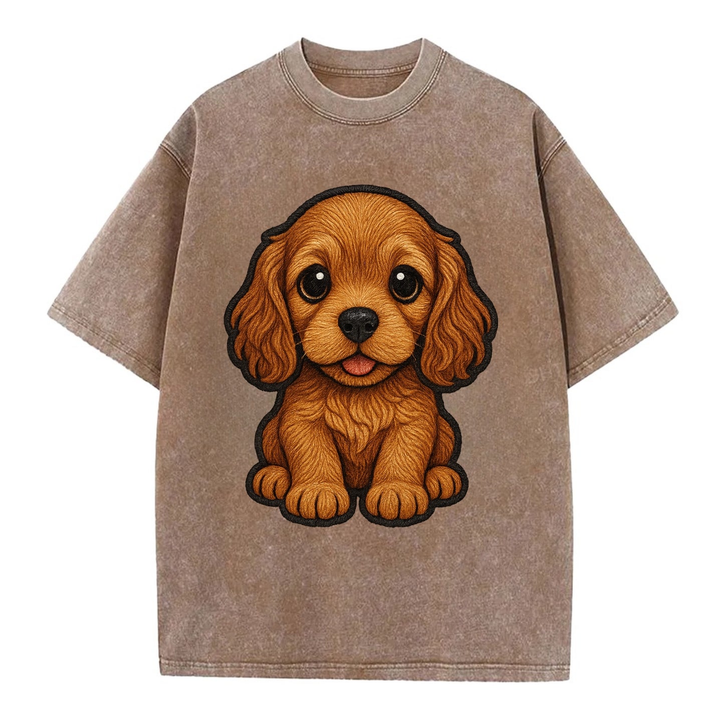 Baby Cocker Spaniel Puppy - long wavy ears, soulful eyes, silky coat, - Vintage T-shirt - Brown