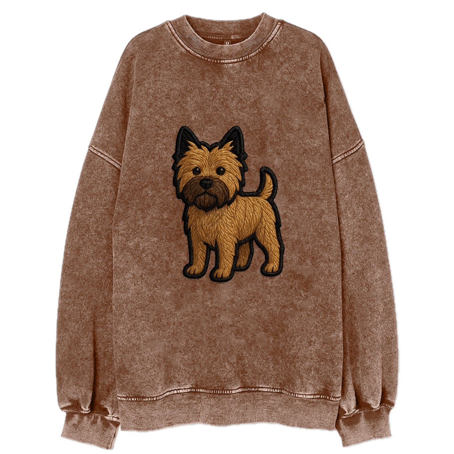 Cairn Terrier - Modern shaggy design wit - Vintage Sweatshirt - Brown