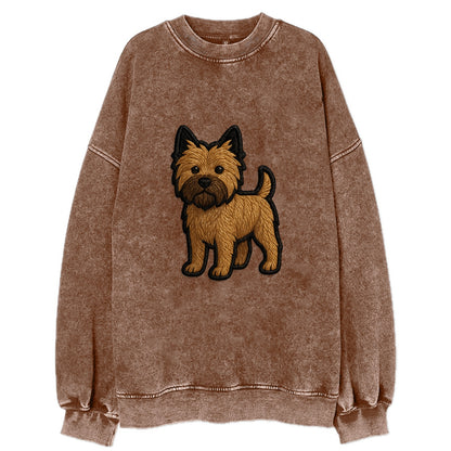 Cairn Terrier - Modern shaggy design wit - Vintage Sweatshirt - Brown