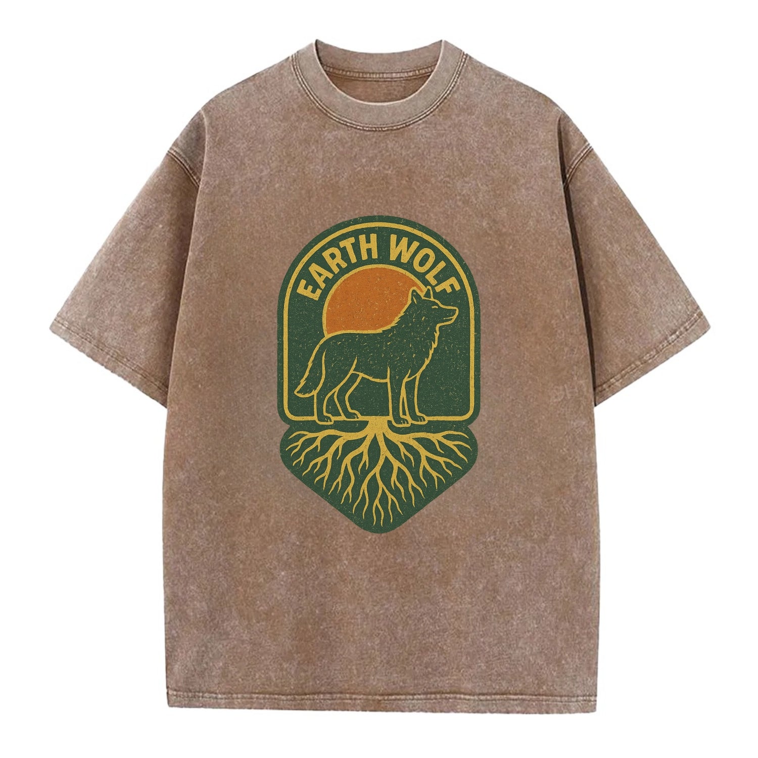 Earth Wolf Roots  - Vintage T-shirt - Brown