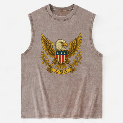 Usa Heritage Eagle 2 - Vintage Washed Tank - Brown