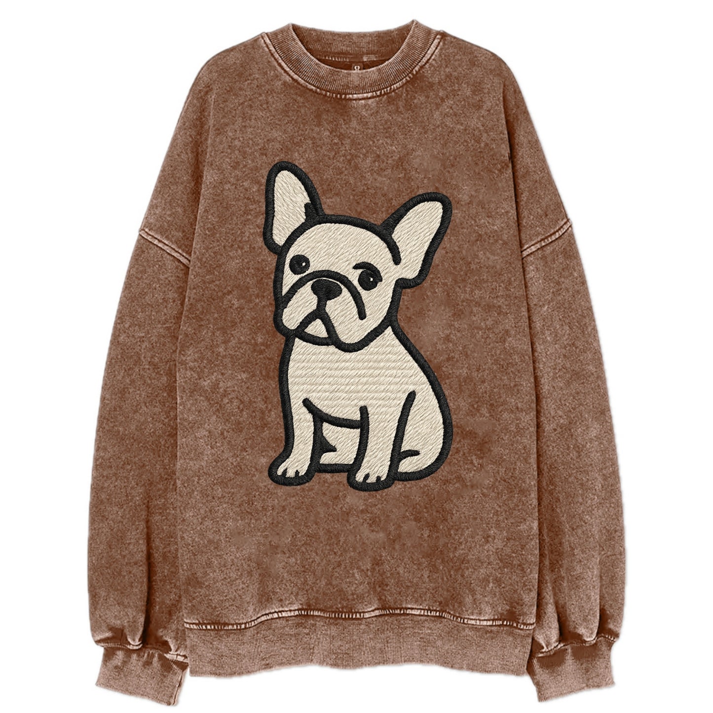 French Bulldog - Head tilt one ear up - Vintage Sweatshirt - Brown