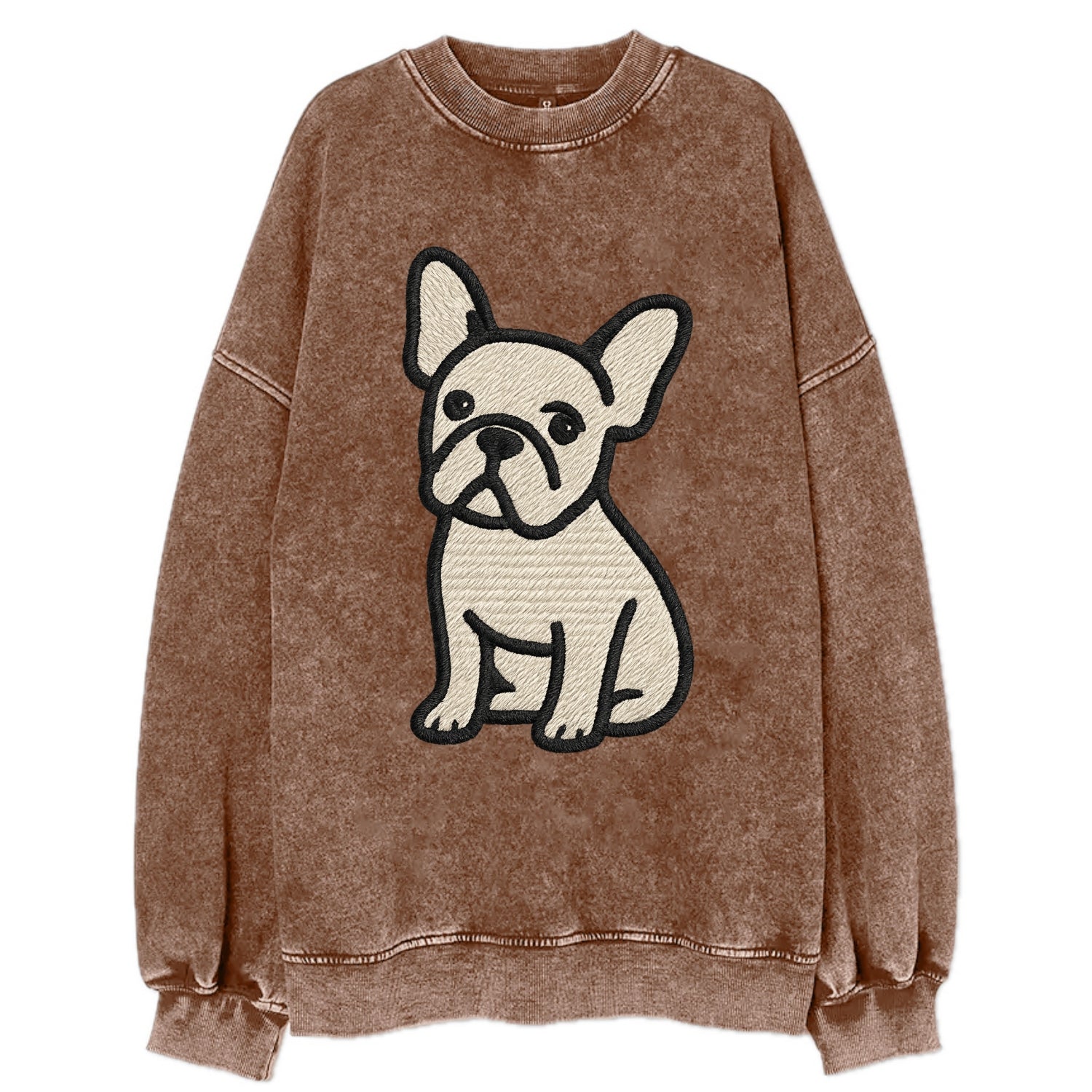 French Bulldog - Head tilt one ear up - Vintage Sweatshirt - Brown
