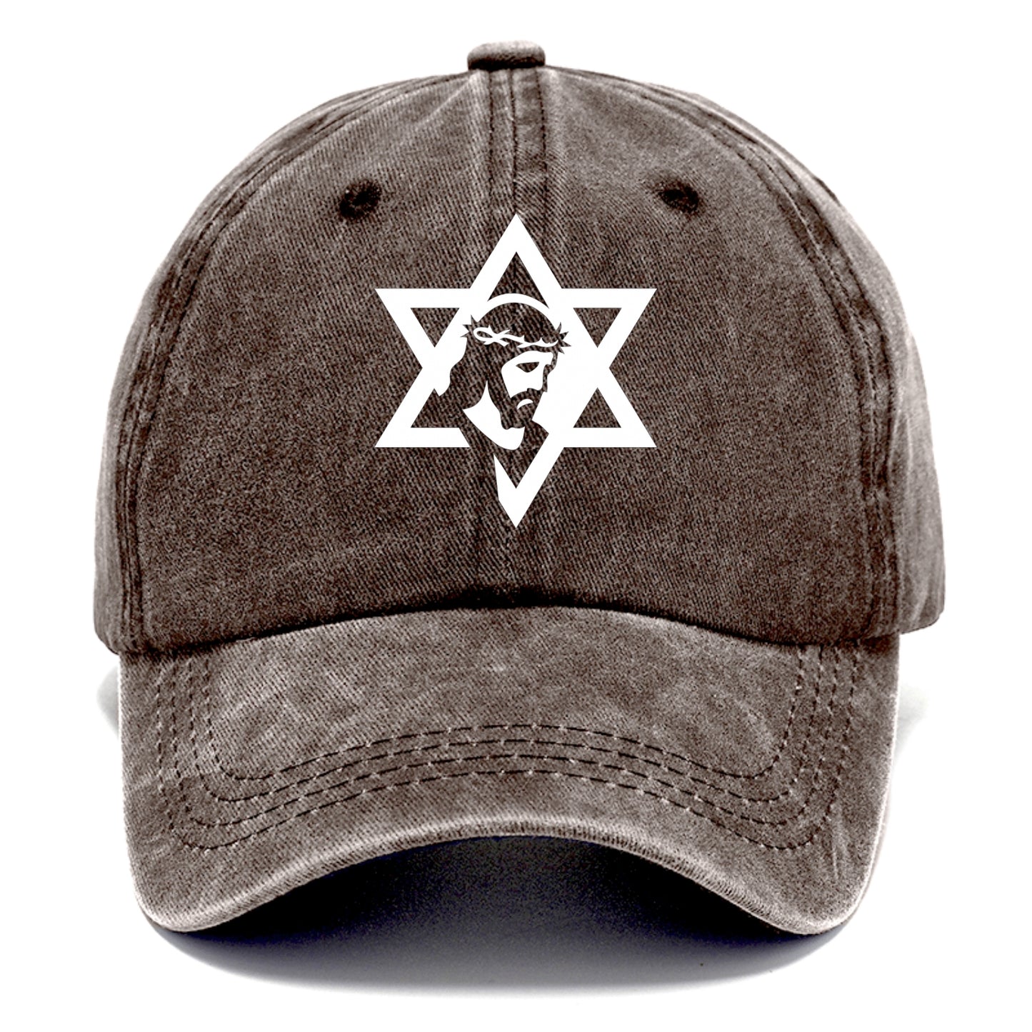 Star of David - negative space forms two overlapping triangles with hidden meaning - Classic Cap - Brown