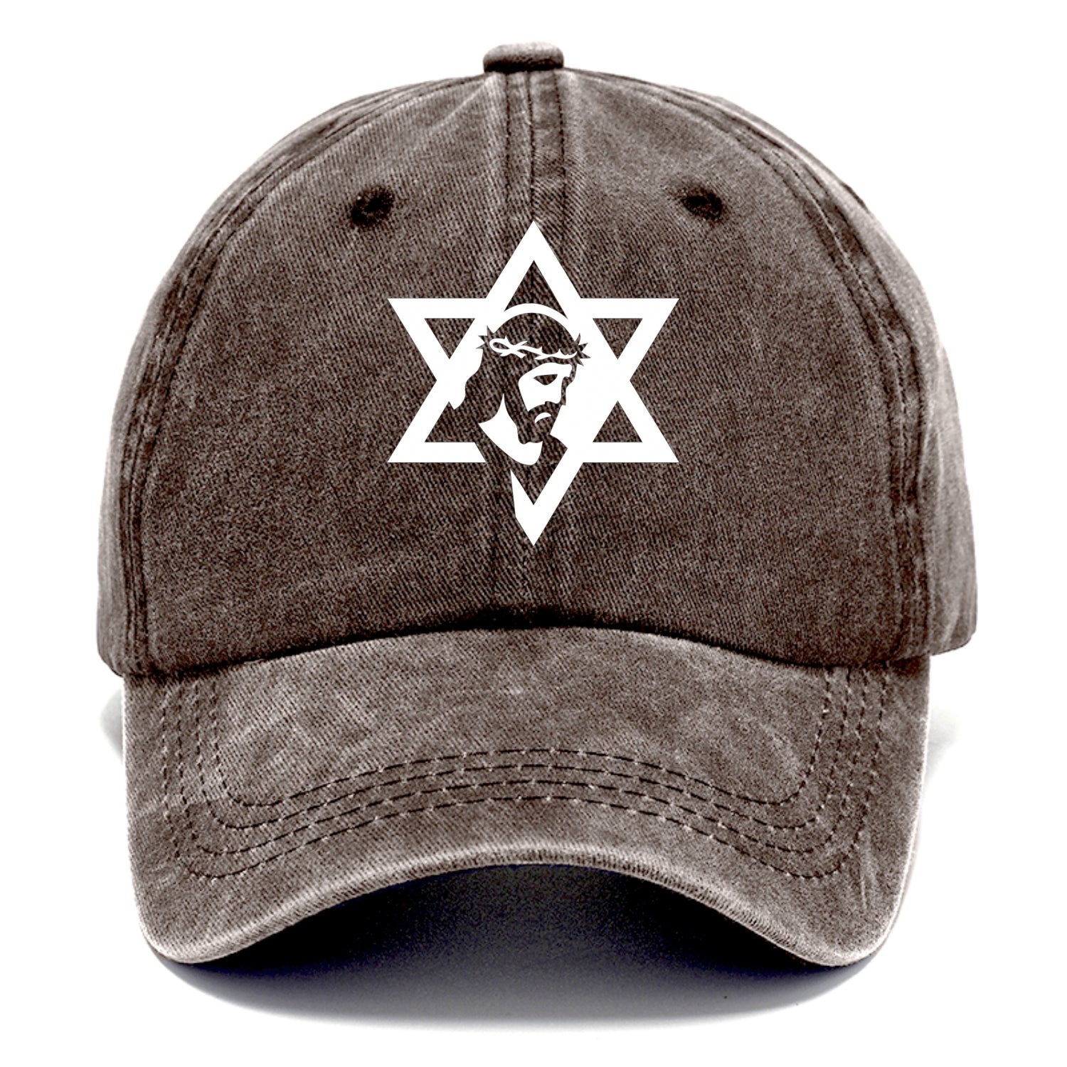 Star of David - negative space forms two overlapping triangles with hidden meaning - Classic Cap - Brown
