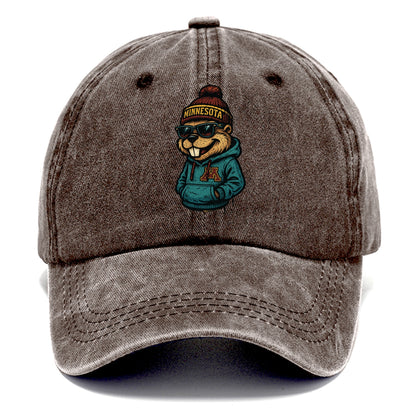 Minneapolis Gopher wearing Minnesota beanie with M patch - Classic Cap - Brown