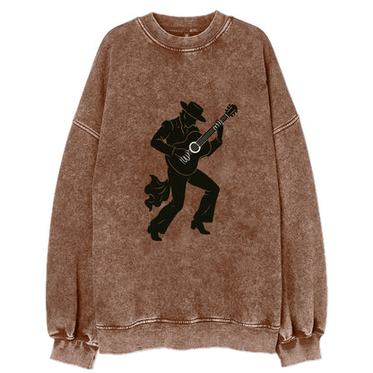 Flamenco guitarist dramatic pose - Vintage Sweatshirt - Brown