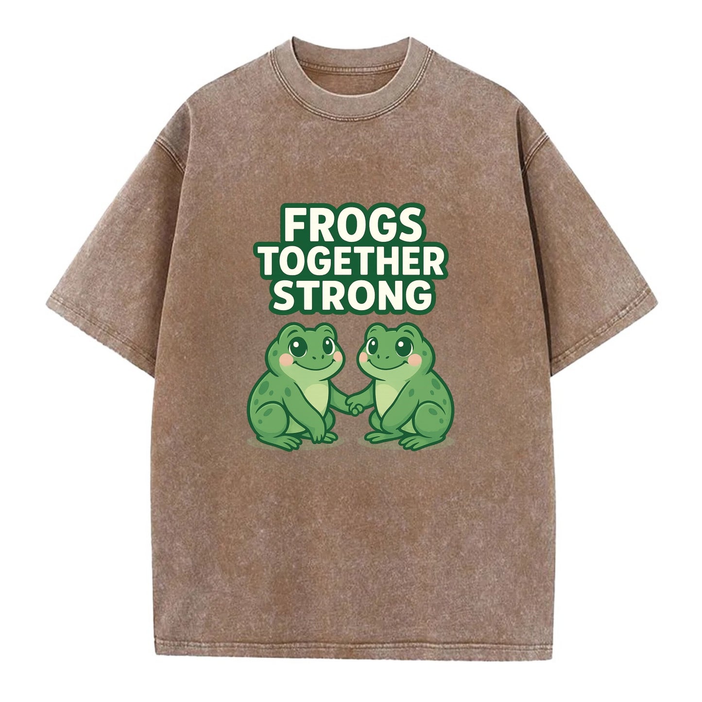 Frogs Together Strong 2 - Vintage T-shirt - Brown