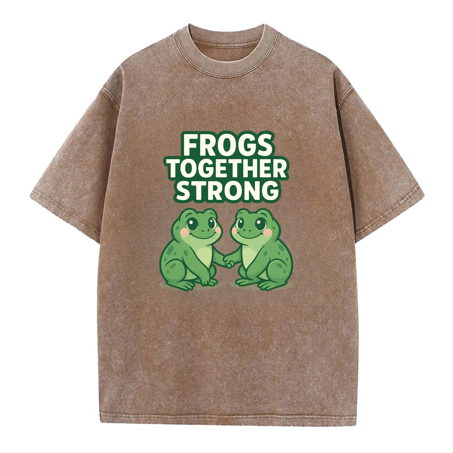 Frogs Together Strong 2 - Vintage T-shirt - Brown