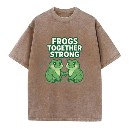 Frogs Together Strong 2 - Vintage T-shirt - Brown