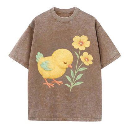 Yellow Chick - Vintage T-shirt - Brown