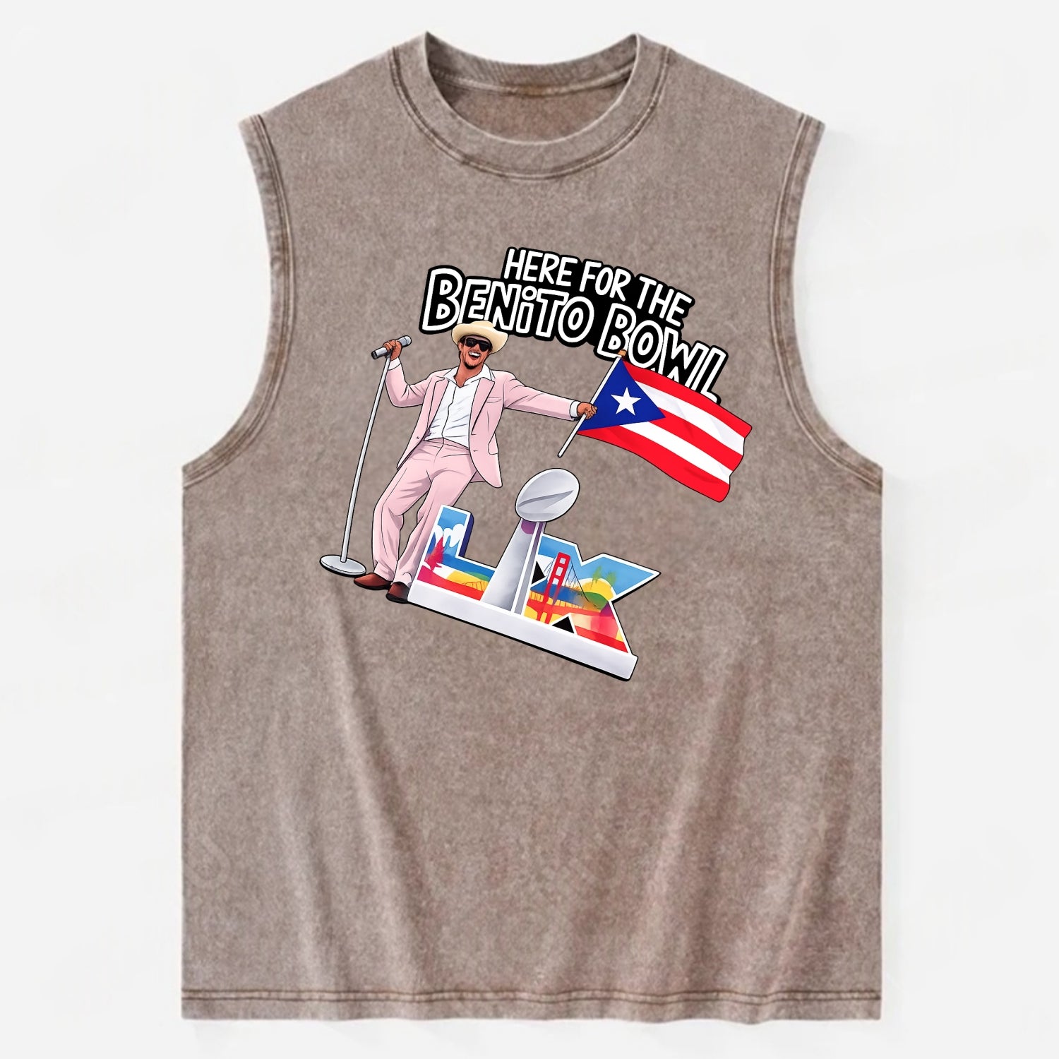 Here For The Bento Bowl - Vintage Washed Tank - Brown