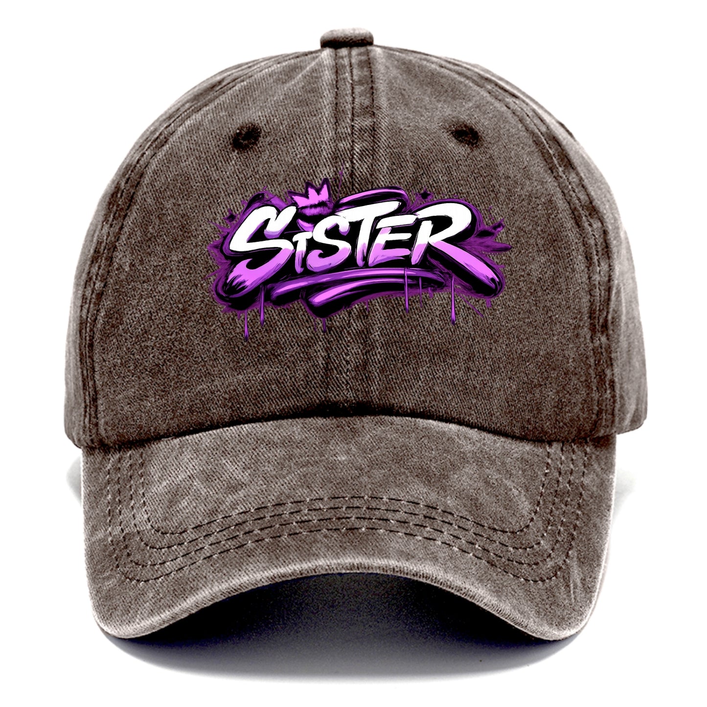 Bold typography design - "SISTER" - female bond, sisterhood - Classic Cap - Brown