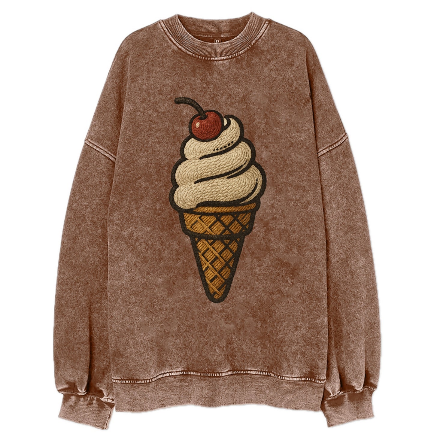 Ice Cream Cone  - Vintage Sweatshirt - Brown