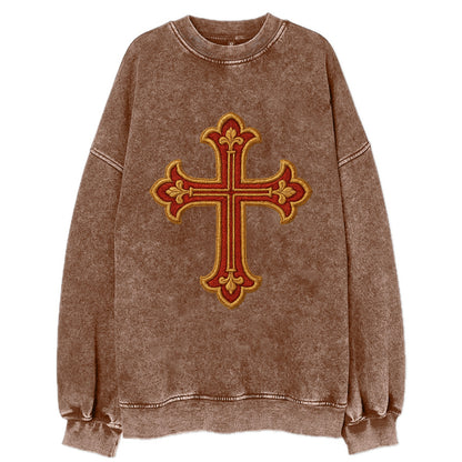 Armenian Cross - Vintage Sweatshirt - Brown