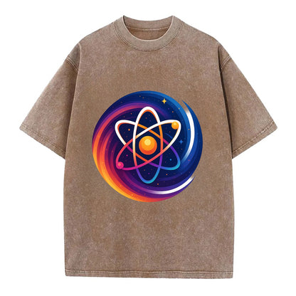 Micro Macro - Atom structure expanding i - Vintage T-shirt - Brown