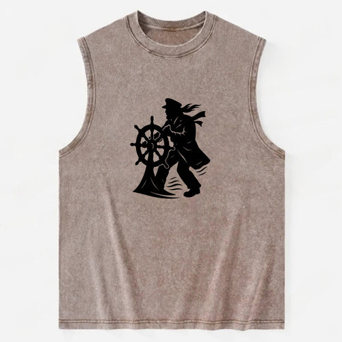 Sailor with ship wheel - Vintage Washed Tank
