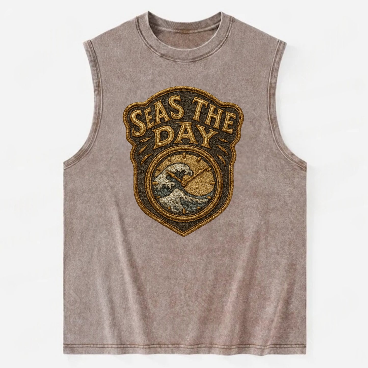 Seas The Day  - Vintage Washed Tank - Brown