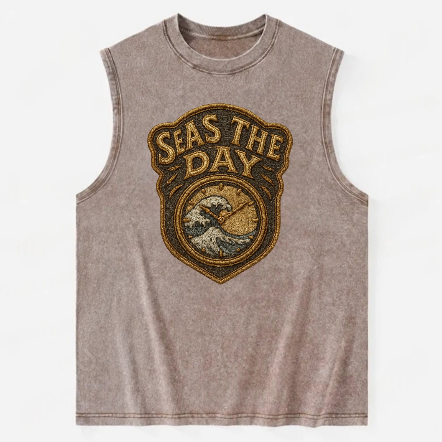 Seas The Day  - Vintage Washed Tank - Brown