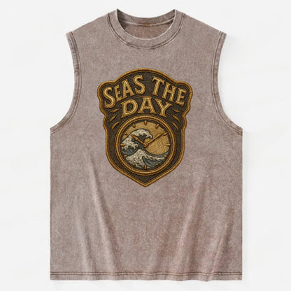 Seas The Day  - Vintage Washed Tank - Brown