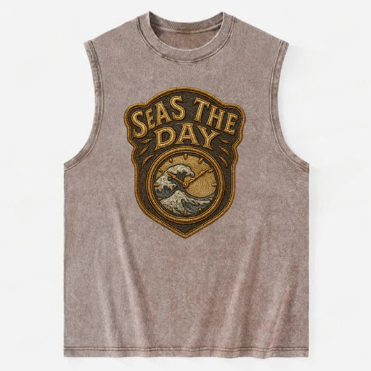 Seas The Day  - Vintage Washed Tank - Brown