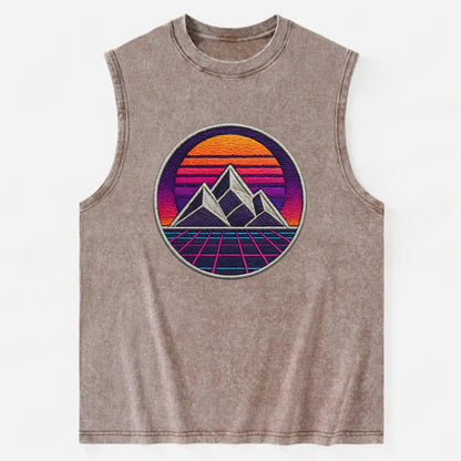 Retrowave Mountains - Vintage Washed Tank - Brown
