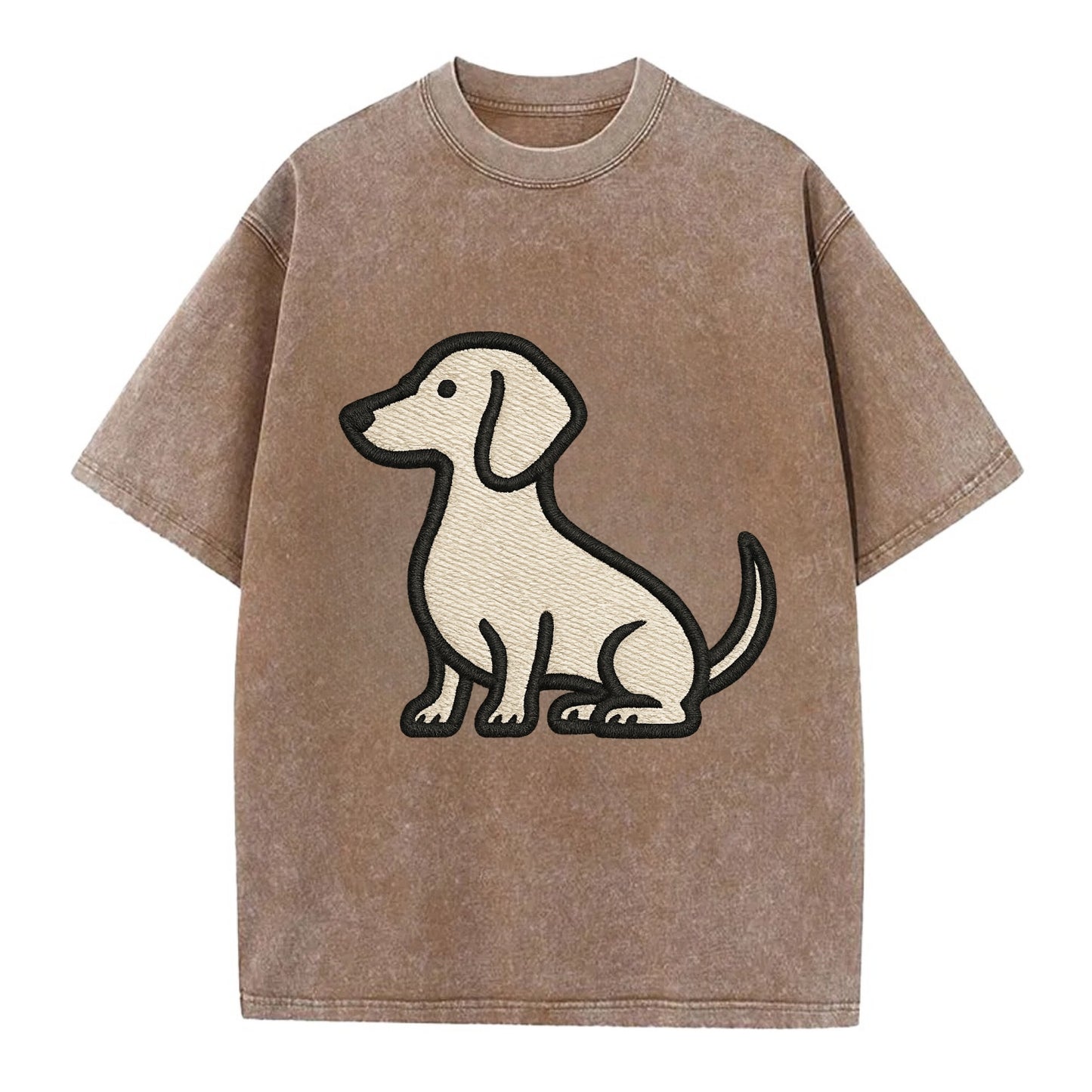 Dachshund - Long body profile view - Vin Vintage T-shirt - Brown