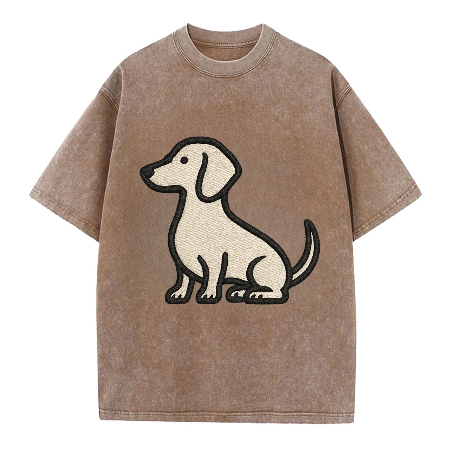 Dachshund - Long body profile view - Vin Vintage T-shirt - Brown