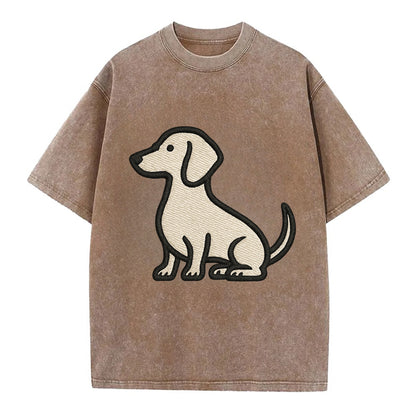 Dachshund - Long body profile view - Vin Vintage T-shirt - Brown
