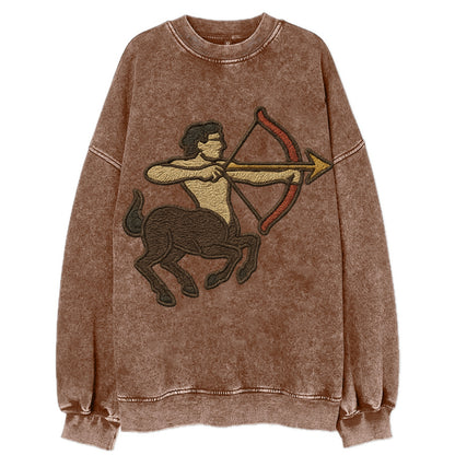 Sagittarius Arrow  - Vintage Sweatshirt - Brown