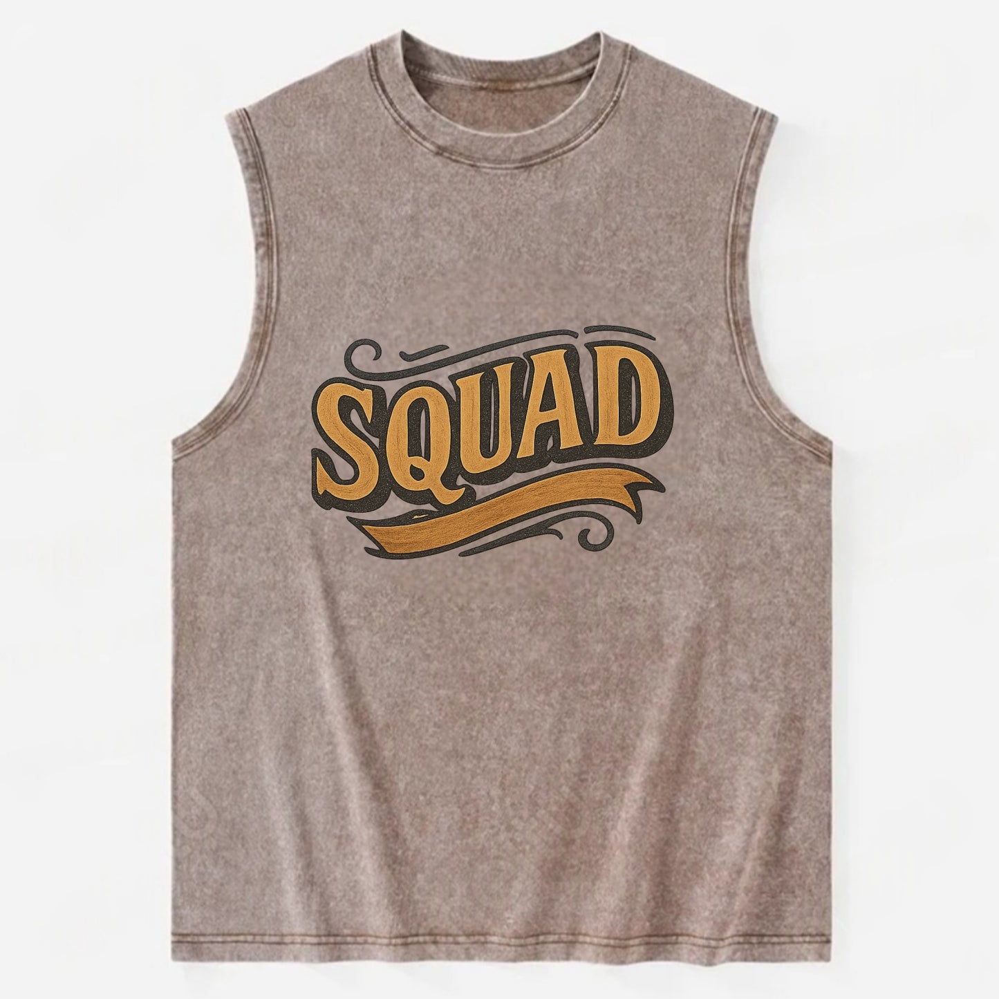 Bold typography design - "SQUAD" - your crew, your people - Vintage Washed Tank - Brown