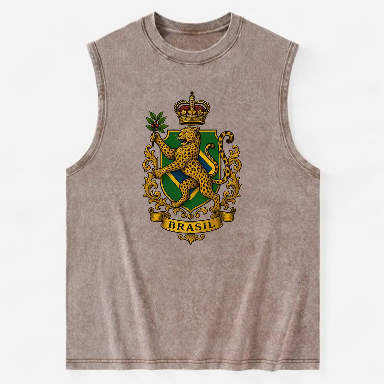 Brazil Jaguar Emblem  - Vintage Washed Tank - Brown