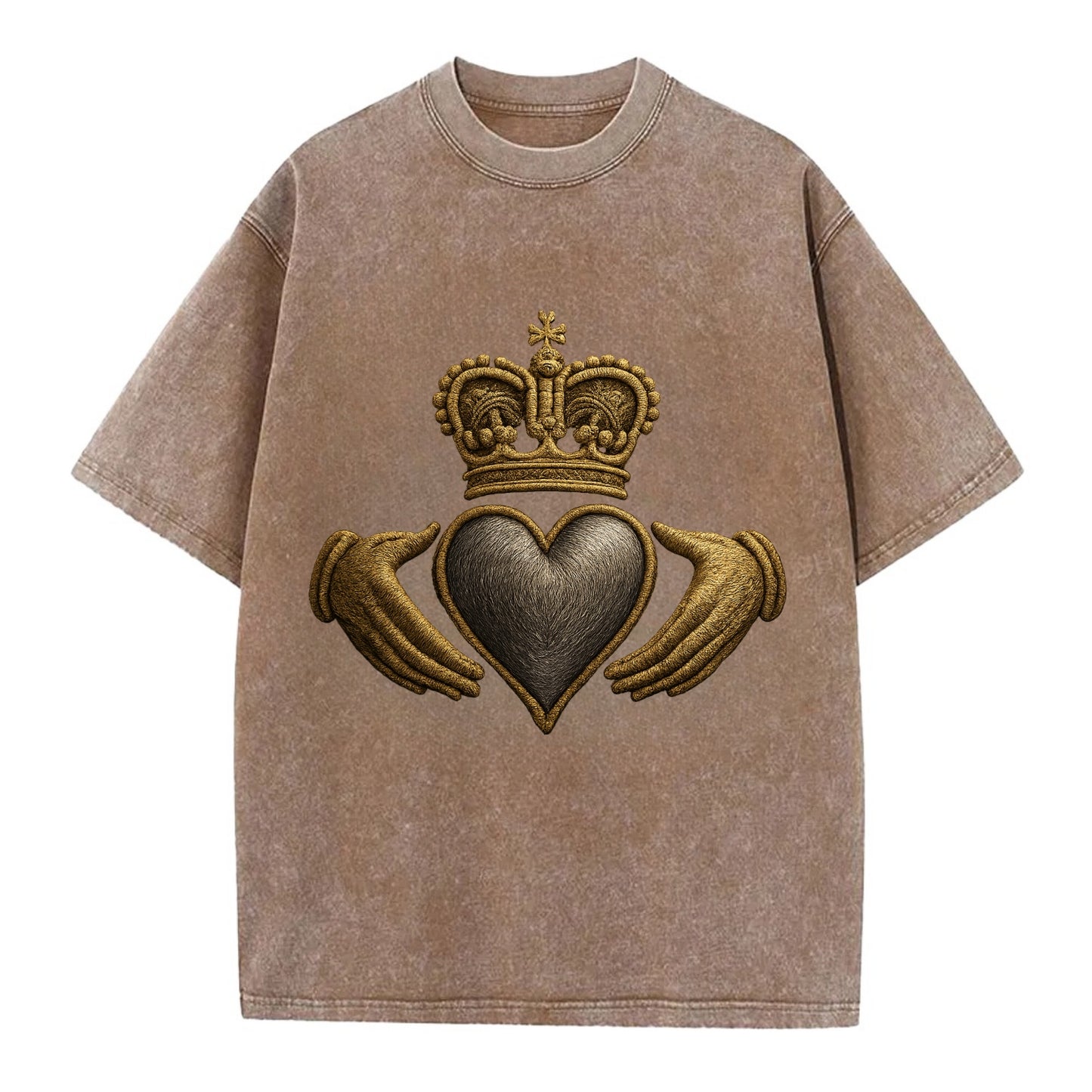 Claddagh Symbol  - Vintage T-shirt - Brown