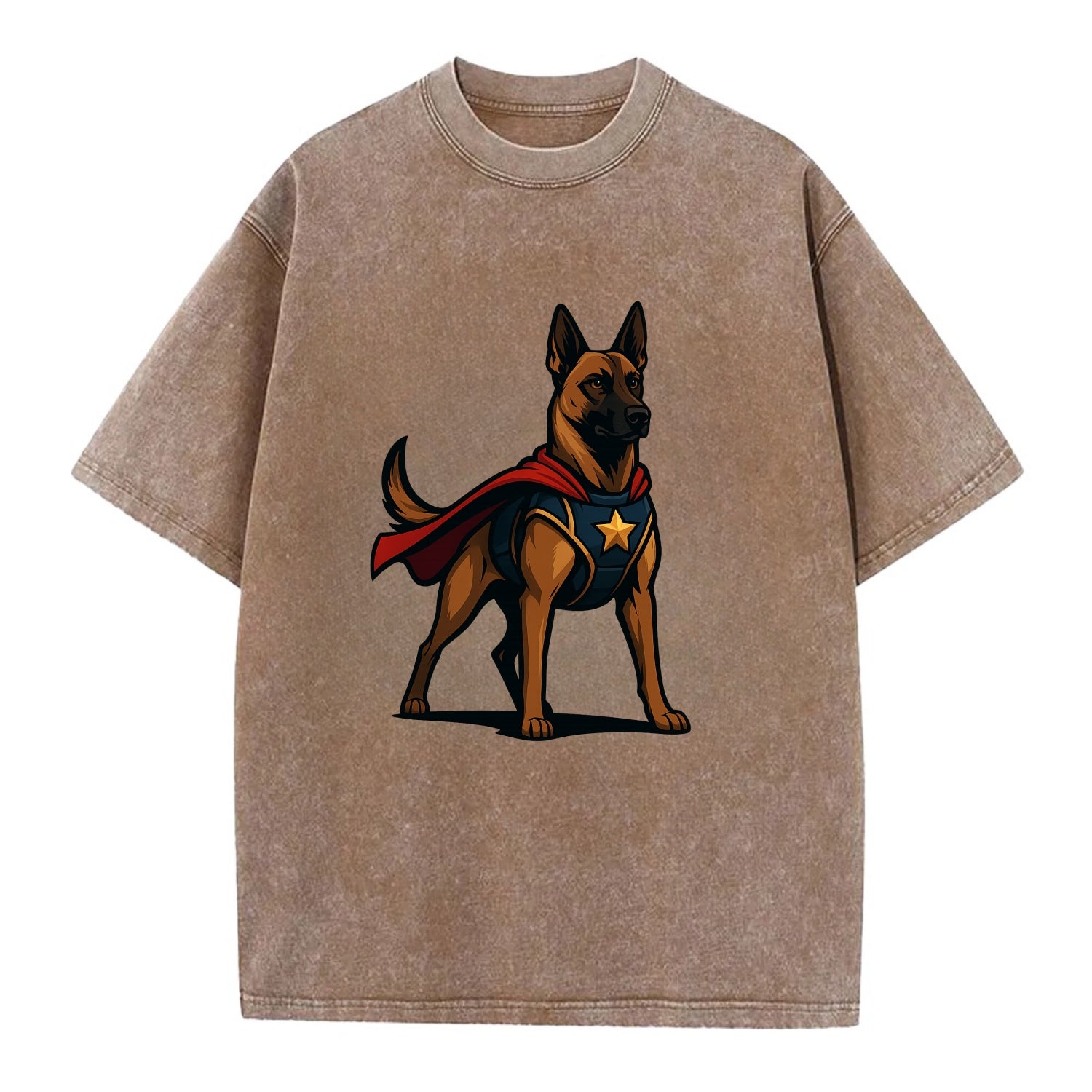 Belgian Malinois Guardian Hero  - Vintage T-shirt - Brown